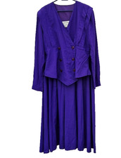 Zandra Rhodes at 5th Avenue Jade Skirt Suit Vintage 1980s, UK Size 14 Purple