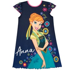 Anna Disney Frozen Nightdress Kids Girls 2 3 4 5 6 7 8 9 10 Years Nightie Navy