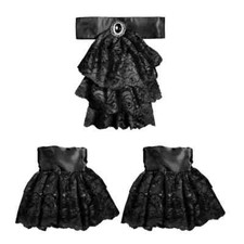 Black lace jabot - black, &