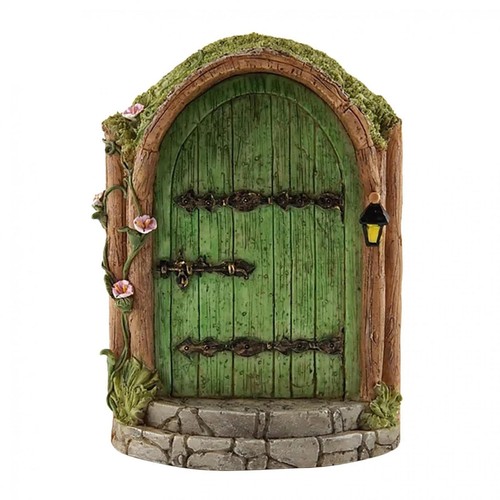 Green fairy door wooden - green,
