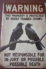 Crow Tin Sign Metal Sign Metal