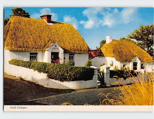 Postcard irish cottages - postcard,