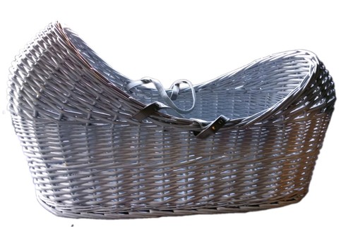 Grey wicker moses basket - basket, baby