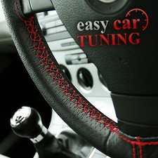 For VW GOLF MK4 Black Real Perforated Genuine Leather Steering Wheel Cover Red