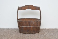 old vintage wooden rice bucket