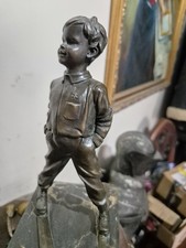 Hot Cast Bronze Figure Sking On A Marble Base