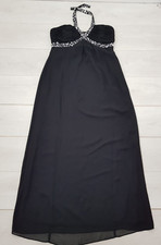 DEBUT Evening Occasion Maxi Dress Size 14 Black Lined Zip Sleeveless Smart