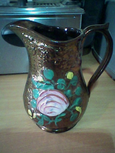 Lustre jug hand painted floral - painted,