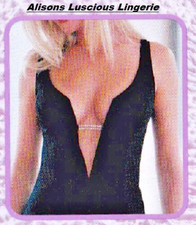 Splendour Black Frontless Plunge Bra For Low Cut Dresses 36B Diamante Centre