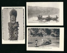 FRENCH COLONIES NEW CALEDONIA EARLY UB PPCs CANAQUE TABOU + PIROGUES 3 CARDS