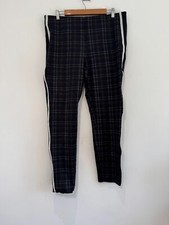 Zara Trousers Womens Size XXL Black Checked Plaid Pull On High Rise