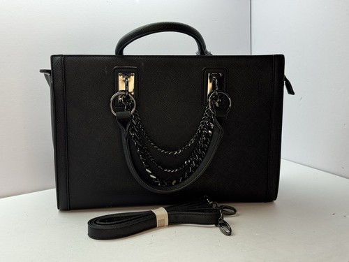Justfab black satchel chain - black,