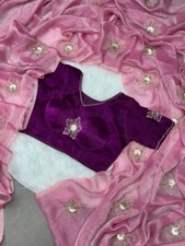 Indian wedding sequence saree bollywood designer party wear shiny sari blouse