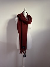 Johnstons of Elgin Lambswool Scarf Red/Burgundy Scotland New With Tags