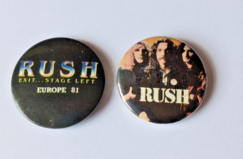 Vintage rush pin badge pair - rush,