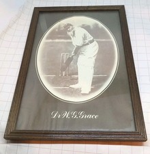 13" X 9" Dr. W.G. Grace Framed Vintage Photograph Cricket