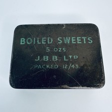 Original WW2 British Army 12 / 1943 Boiled Sweets Ration Tin J. B. B. Ltd