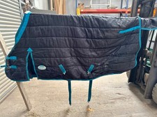 6' 9" WEATHERBEETA  HEAVYWEIGHT STABLE RUG 400G BLACK  TURQUOISE PRE OWNED