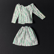 Sindy doll Casuals top skirt 1984 green blue stripe set 43005 fit 12" doll