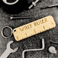 Wooden Willy Ruler Keyring -