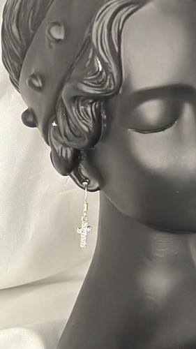 Silver diamond cross dangle - cross,
