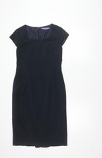 Autonomy Womens Black Work Sheath Dress Size 10 Short Sleeve Knee Length