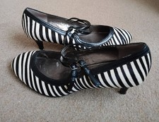 Autograph m & s insola zebra kitten heels shoes strappy black white   uk 7