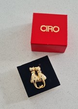 Vintage Ciro Cat Brooch, gold plated, original box, good condition