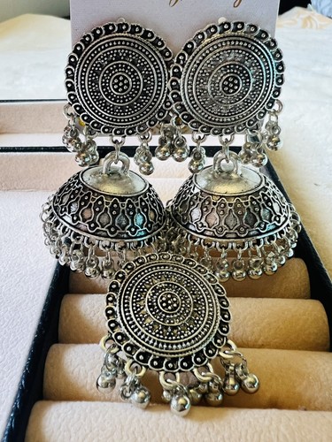Oxidized silver jhumka - oxidized,