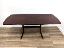 DINING TABLE Large Extendable Draw Leaf Mahogany Veneer Sunburst Tabletop
