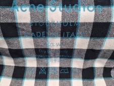 ACNE STUDIOS WOOL SCARF BLACK WHITE & BLUE CHECK A WINTER WARMING FASHION BEAUTY