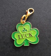 Shamrock Four Leaf Clover Lucky Charm on a Lobster Clasp.