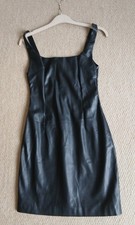 Ladies Faux Leather Black Small Pinafore