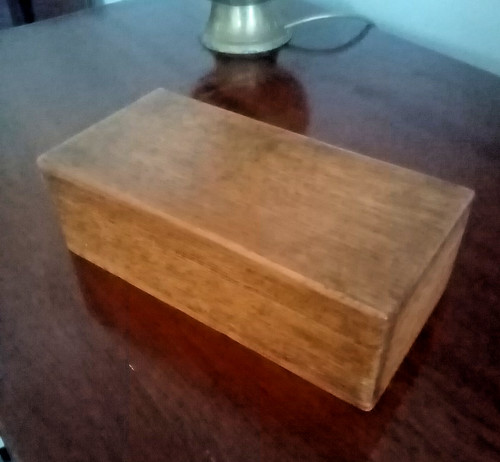 Antique oak wooden box cards - oak,
