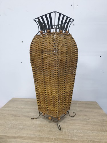 Vintage woven wicker vase with - vase,