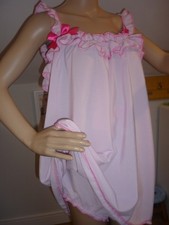 SISSY BRUSHED COTTON  NIGHTIE CAMI DRESS & FULL BIG  FRILLY  PANTIES XXL