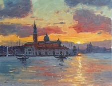 San Giorgio Sunset, Venice, Italy, oil painting