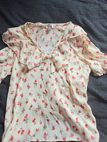 Floral ivory frilly blouse - m&s,