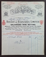 1925 Barnards Ltd Galvanized Wire Netting Manufacturers Norwich Invoice