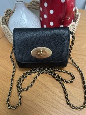 Beautiful MULBERRY mini Lily black glossy leather crossbody bag. 
