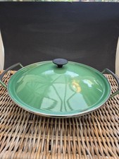 Le Cruset Large Cast Iron Wok With Lid Green