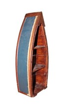 Wooden Boat 3-Shelf Hanging  Wood Boat Rustic Wall Decor  15” H x 6 W