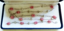 Set of Rhodochrosite and Solid Silver Necklace & Bracelet