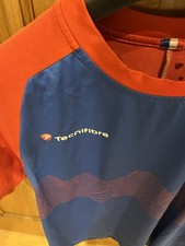 Tecnifibre Mens Boys Red Blue T-shirt Top Size S Short Sleeves Collared Neck 3