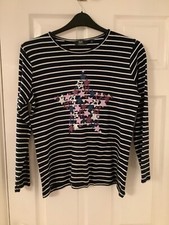 Ladies Top. Isle Essentials. Navy/White Stripe  M 14-16. 100% Cotton.