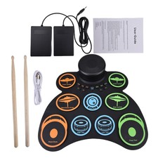 Electronic Drum Set With 2 Speaker Roll-Up Drum Pad 9 Pads Supports MIDI Var BAJ