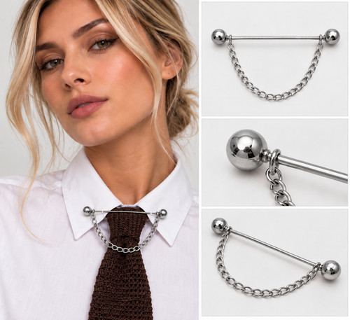 Silver barbell men collar - men's,