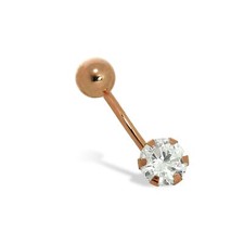 9ct Rose Gold & Round Clear CZ