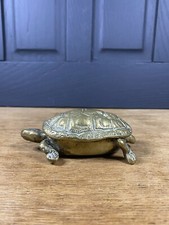 Vintage Brass Turtle Trinket Box With Hinged Lid
