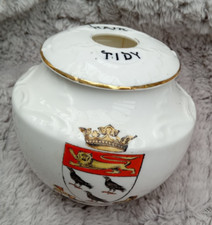 Vintage Crested Shelly China Vintage Canterbury Lidded Pot Ceramic Hair Tidy